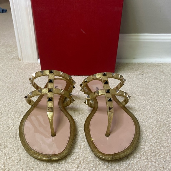 Valentino Rockstud Glitter PVC Thong Sandals - Picture 5 of 11